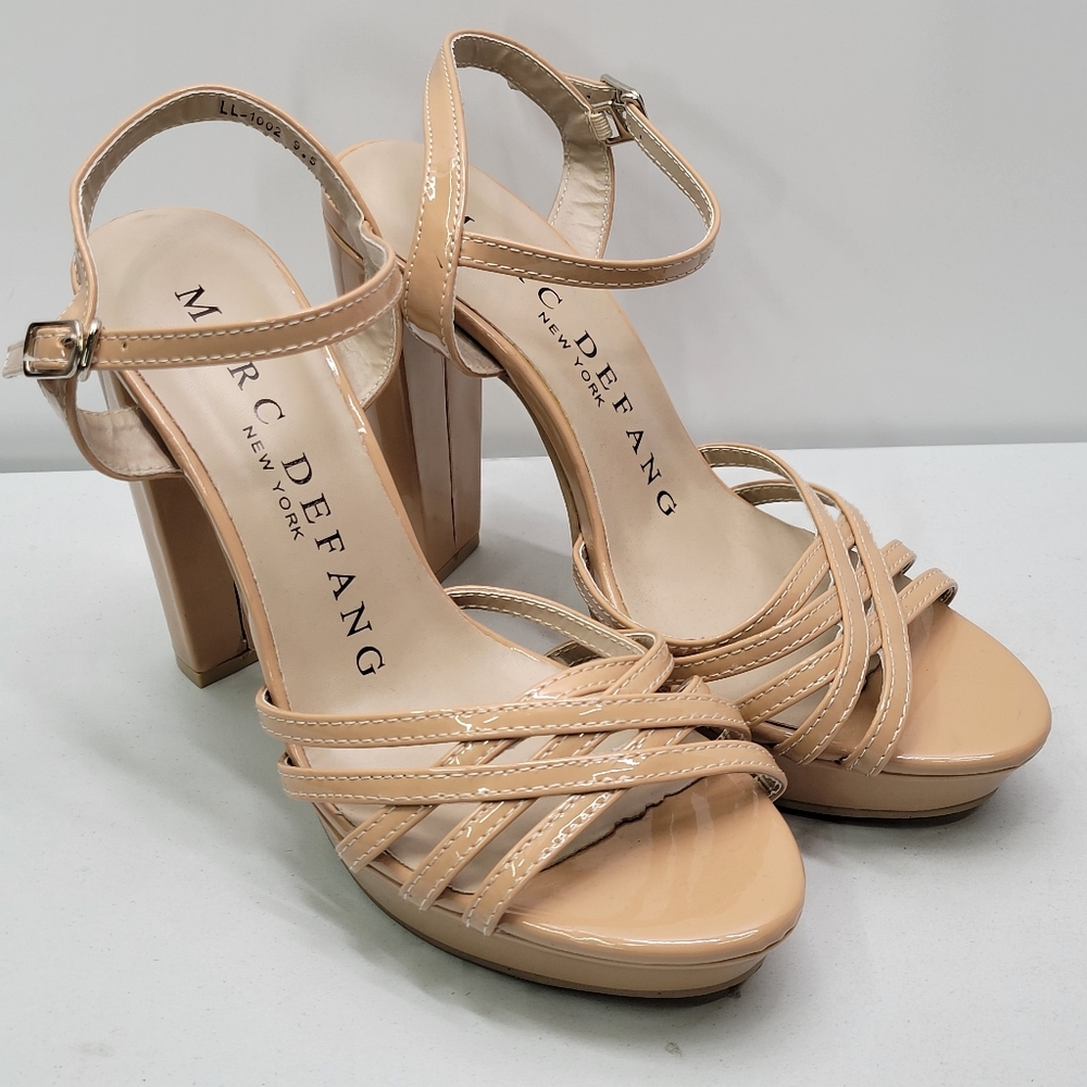 MARC DEFANG Tan PLATFORM HEELS Shoes Pageant Size 9.5 Beige Jenna new
